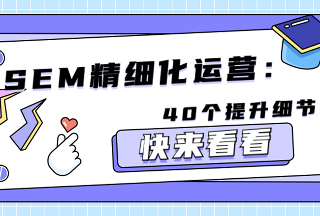 SEM精细化运营：从广告曝光到拿到联系方式40个提升细节封面